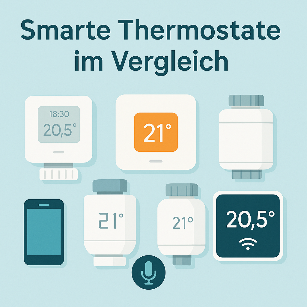 Smarte Thermostate im Vergleich – Flat Design Infografik